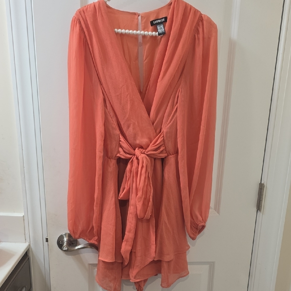 Express Vibrant Peach Romper